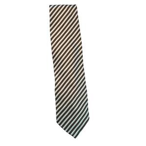 Vintage Giorgio Armani Olive Green Cream Striped Silk Tie 57"x 4” Pre Owned